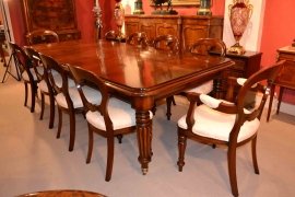 02972d - 3-English-Regency-Dining-Table-&-10-Ballon-Back-Chairs-3